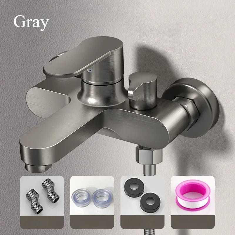 Contemporary Dual Handle Shower Faucet Set with Mixing Valve - Smarsty