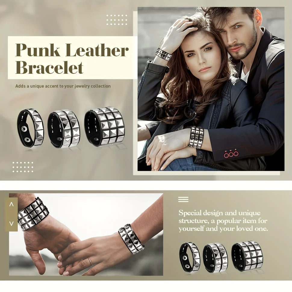 Punk Gothic Leather Nail Bracelet for Couples - Smarsty