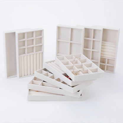 Beige Flocking Jewelry Box Tray for Elegant Storage - Smarsty