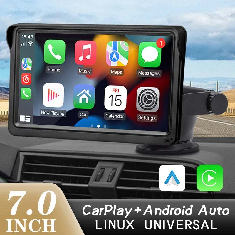 7 Inch CarPlay Android Auto Multimedia Receiver With Touch - Smarsty