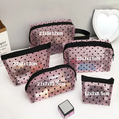 Transparent Mesh Makeup Bag with Lipstick Organizer - Smarsty