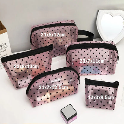 Transparent Mesh Makeup Bag with Lipstick Organizer - Smarsty