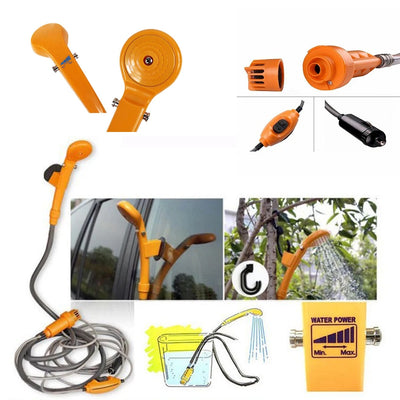 Portable Camping Shower Hiking Travel 12V Car Cigarette Lighter Outdoor Bath Shower of Plant Watering Car Cleaning Pet Bath Pump by Smarsty