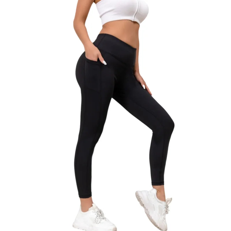 Gym cropped pants, high waisted fitness leggings, elastic  exercise yoga pants, casual shark pants for women - Smarsty