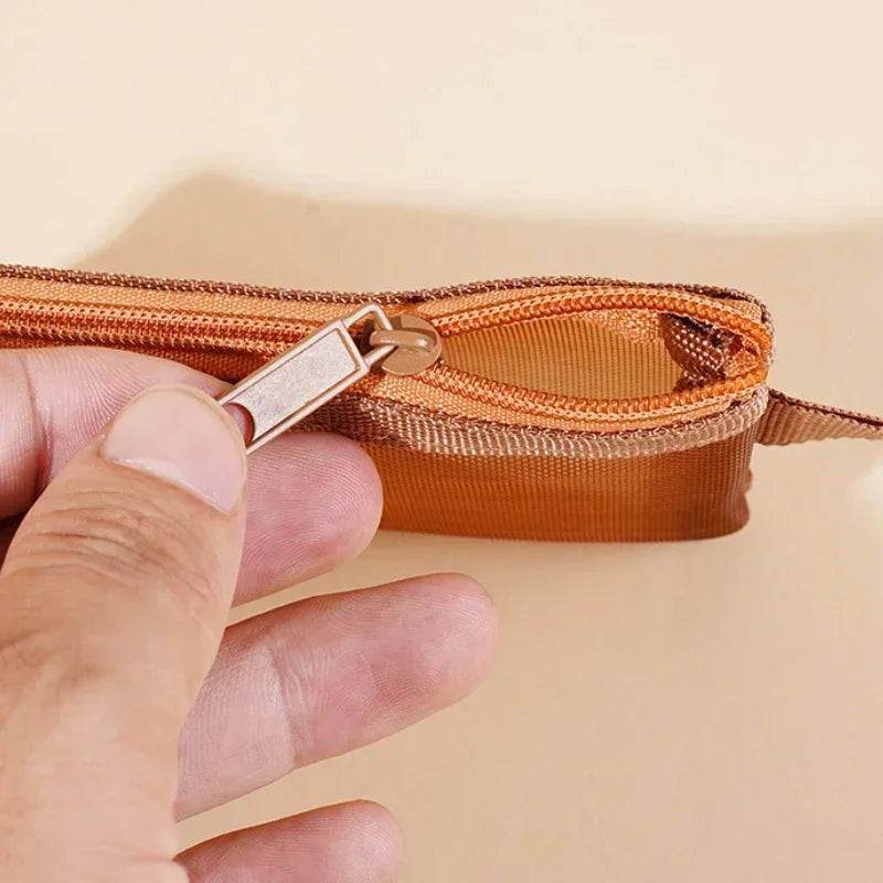 Small Square Nylon Coin Pouch With Zipper Card Holder - Smarsty