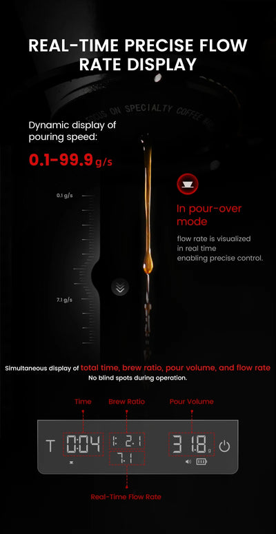 MHW-3BOMBER Cube Coffee Scale 3.0 Pro Max Digital Kitchen Coffee Scale High Precision Flow Rate Big Battery Coffee Accessories by Smarsty