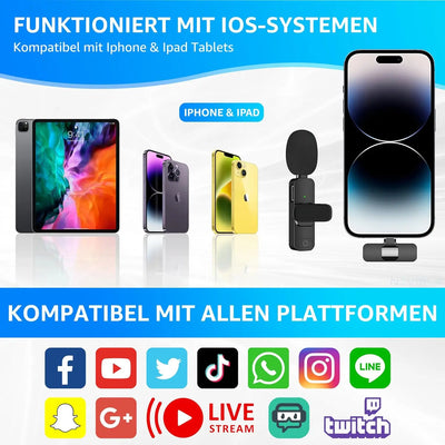 Wireless Lavalier Microphone for iPhone and Android - Smarsty