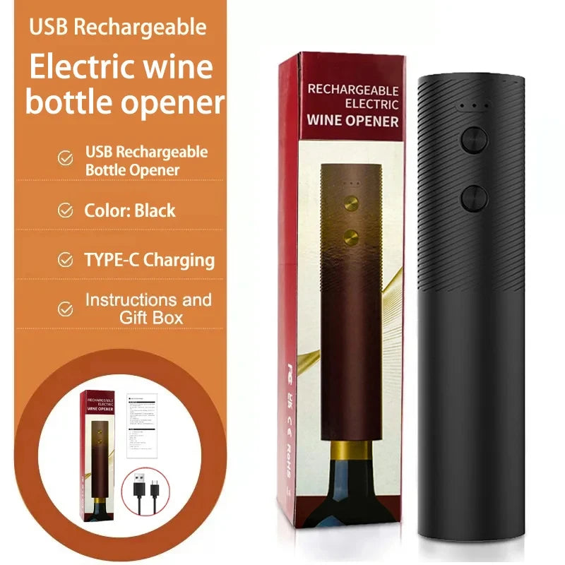 Electric Wine Bottle Opener Automatic Red Wine Corkscrew Rechargeable Wine Opener One-click Button Wine Tools Kitchen Products - Smarsty