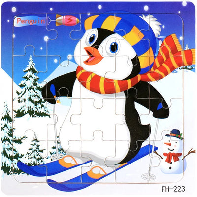 New 20 Piece Wooden 3d Puzzle Cartoon Animal Vehicle Jigsaw Puzzle Montessori Educational Toys For Kids Baby 1 2 3 Years by Smarsty