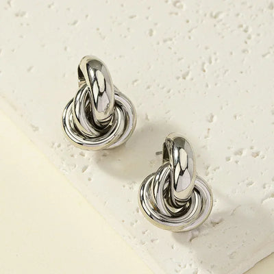 Gold Silver Knot Stud Earrings For Daily Trendy Wear - Smarsty