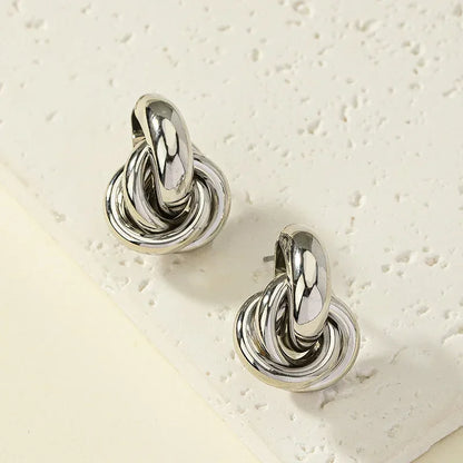 Gold Silver Knot Stud Earrings For Daily Trendy Wear - Smarsty