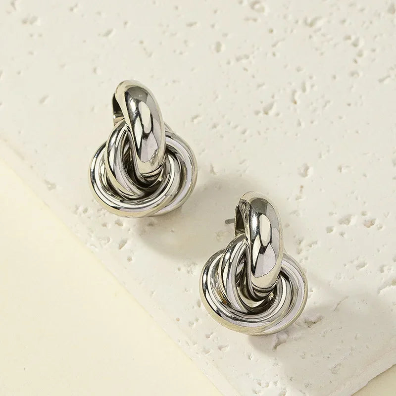 Gold Silver Knot Stud Earrings For Daily Trendy Wear - Smarsty