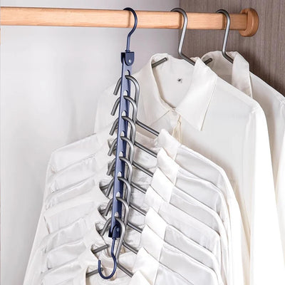 8 Holes Storage Rack for Clothes Hanger Organizer Foldable Rotatable Magic Metal Hangers Storage Rack Wardrobe Space Saver Hook by Smarsty