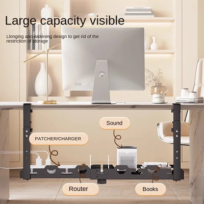 Telescopic Under Table Storage Rack Metal Cable Management Tray Home Office Desk Wire Organizer No Punching Storage Accessories by Smarsty