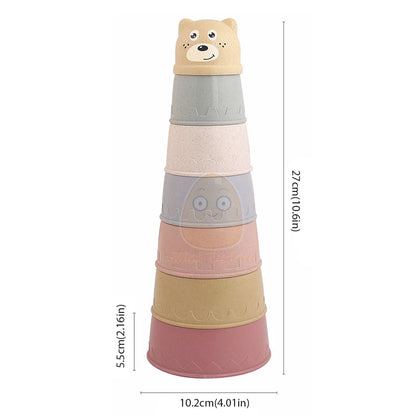 Baby Toys Stacking Cup Cartoon Early Educational Learning Color Number Nesting Sorting Bath Shower Play Water Sand Game For Kids - Smarsty