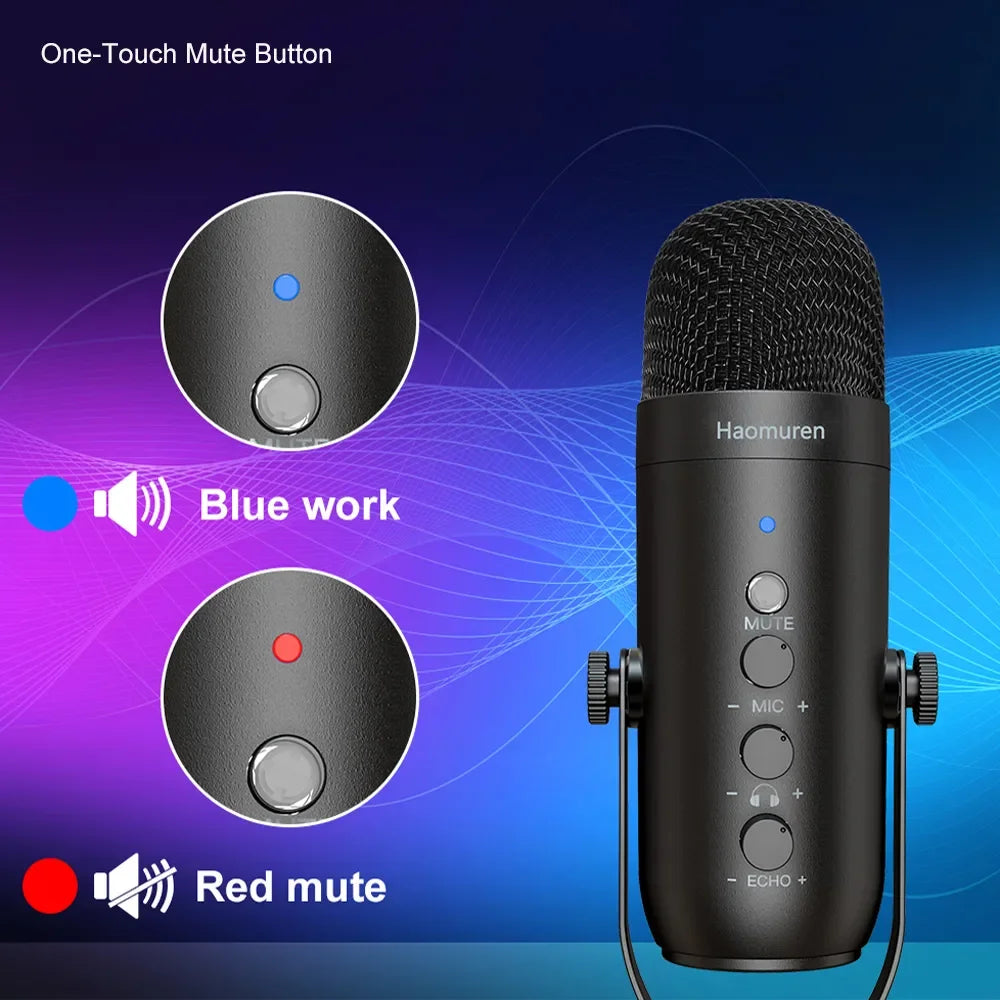 Haomuren USB Podcast Microphone Kit with Boom Arm - Smarsty