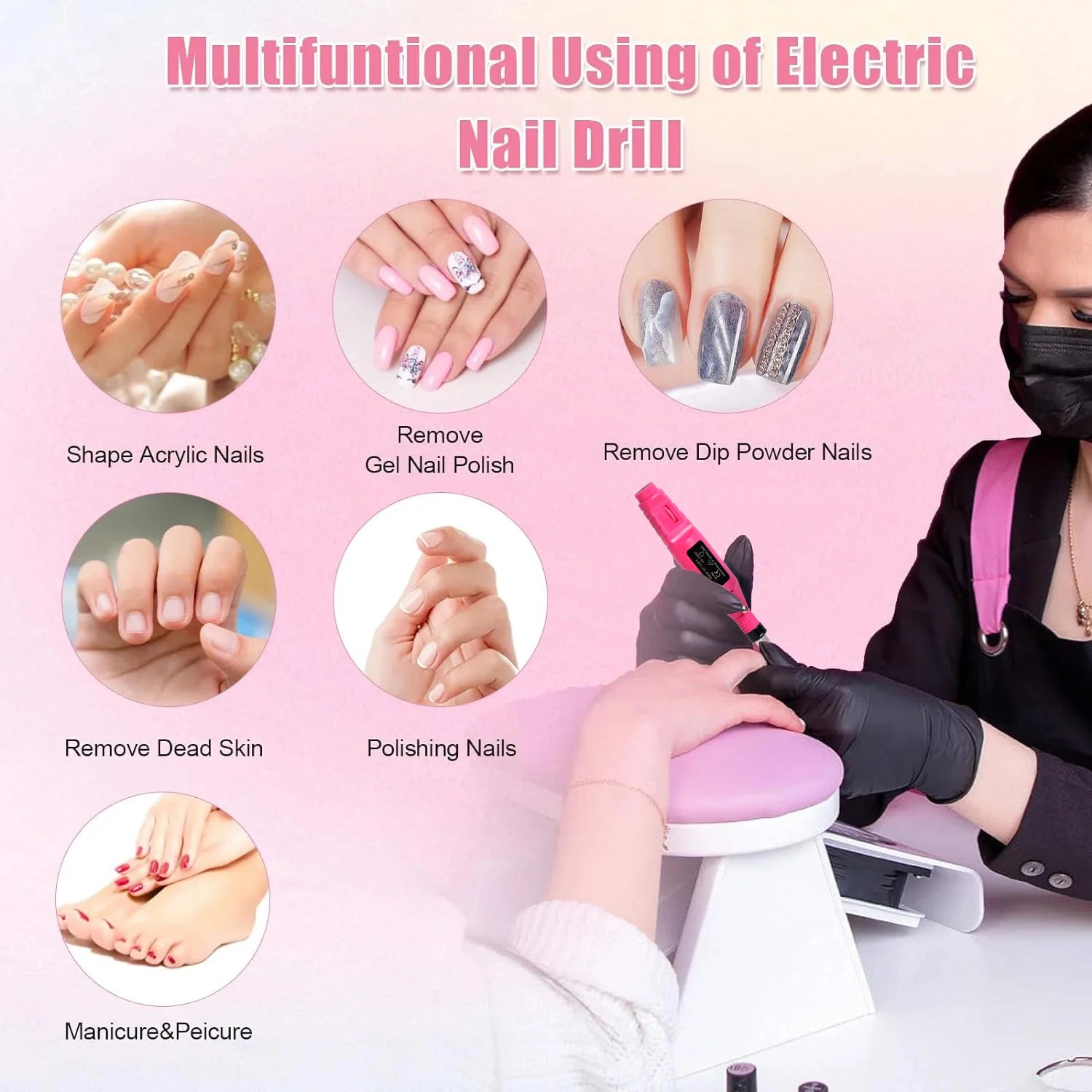 YIKOOLIN Electric Nail Drill Machine Kit for Perfect Manicures - Smarsty
