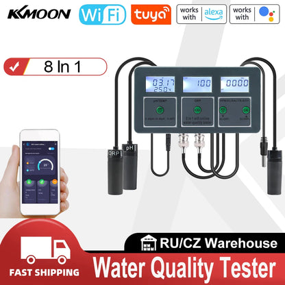 Tuya WiFi 8 In 1 Water Quality Tester with Digital Display - Smarsty