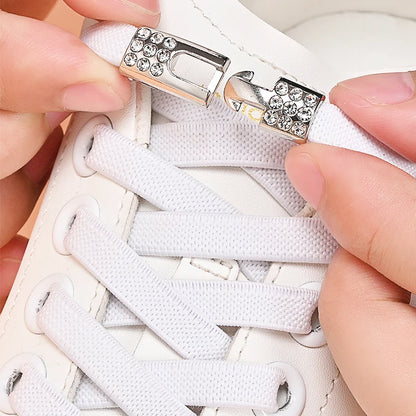 No Tie Shoe Laces Diamond Buckle Elastic Laces Shoelaces Sneaker Kids Adult Shoelace Suitable For Sports Casual Shoes Boots - Smarsty