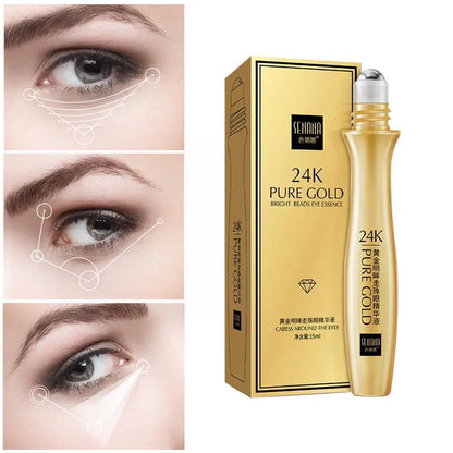24K Gold Eye Roller Cream for Dark Circles and Puffiness - Smarsty