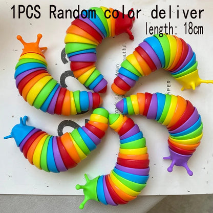 3D Slug Fidget Toy Colorful Slug Snail Toy Articulated Flexible All Ages Relief Anti-Anxiety Sensory Toys for Children by Smarsty