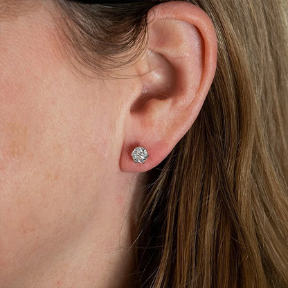 Moissanite Stud Earrings Sterling Silver VVS D Sparkle - Smarsty