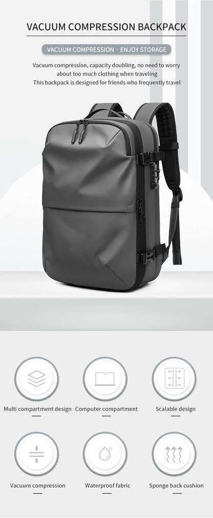 Men Travel Backpack vacuum compression 17 inch Laptop Backpack Business Large Capacity school Backpack Expanded Hiking backpack - Smarsty