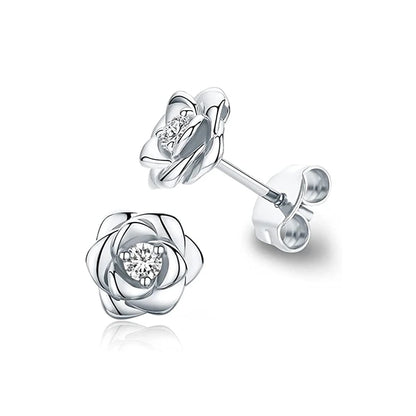 Heart Stud Earrings Cubic Zirconia Sparkling Wedding - Smarsty