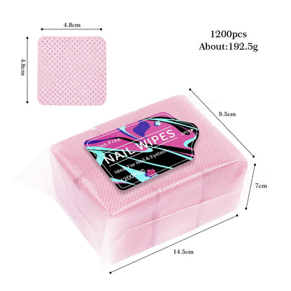 1080pcs Boxed Nail Art Lint-Free Eyelash Glue Wipes Paper Gel Polish Remover Clean Glue Cotton Pads Beauty Cleaning Tools - Smarsty