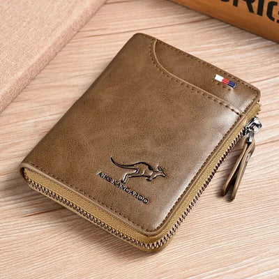 Mens Wallet Leather Business Card Holder Zipper Purse Luxury Wallets for Men RFID Protection Purses Carteira Masculina Luxury - Smarsty