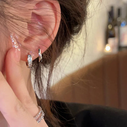 Stainless Steel Hoop Earrings with Zircon Crystals - Smarsty