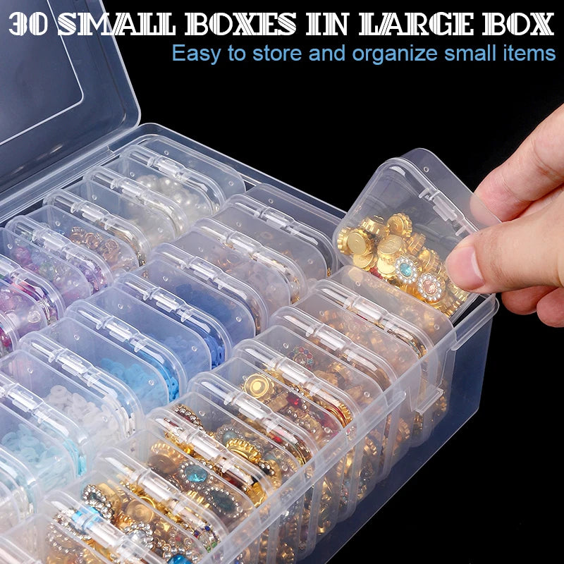 Clear Plastic Bead Organizer Box with Removable Dividers - Smarsty