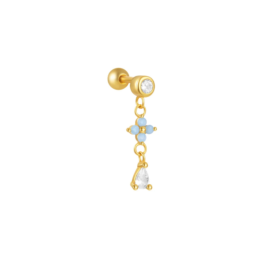 Sterling Silver Heart Zircon Stud Earrings Elegant Gift - Smarsty