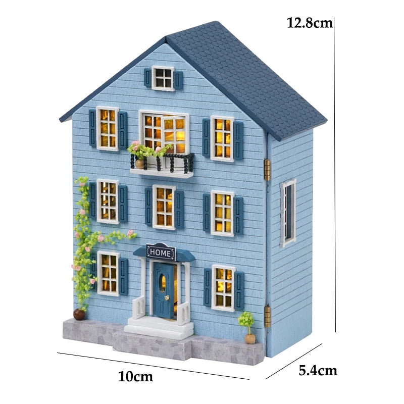 DIY Mini Wooden Doll House Assembly Building Model Pink Princess Villa Architecture Kit 3D Puzzle Dollhouse With Furniture Gifts by Smarsty