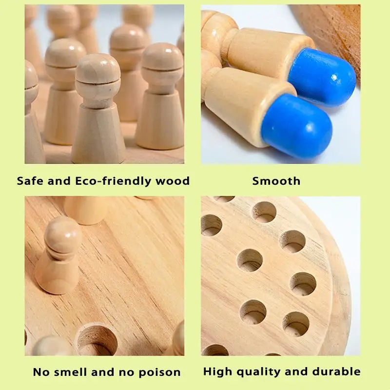 Montessori Wooden Memory Match Stick Chess Board Game Logic Braintease Toys for Boys and Girls Early Education Color Recognition by Smarsty