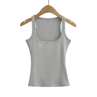 Women Scuplted Square Neck Tank Top - Smarsty