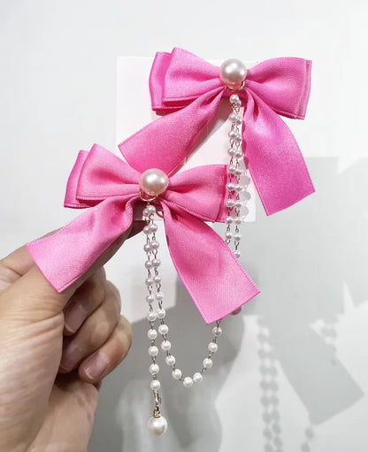 Pink Pearl Bow Hair Clip for Girls Accessories - Smarsty