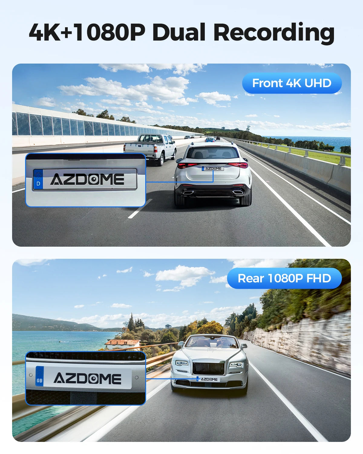 Dual Dash Cam 4K Night Vision With GPS ADAS Parking - Smarsty