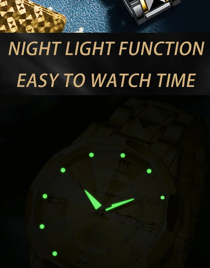 Poshi Men's Waterproof Luminous Quartz Watch with Dual Calendar - Smarsty