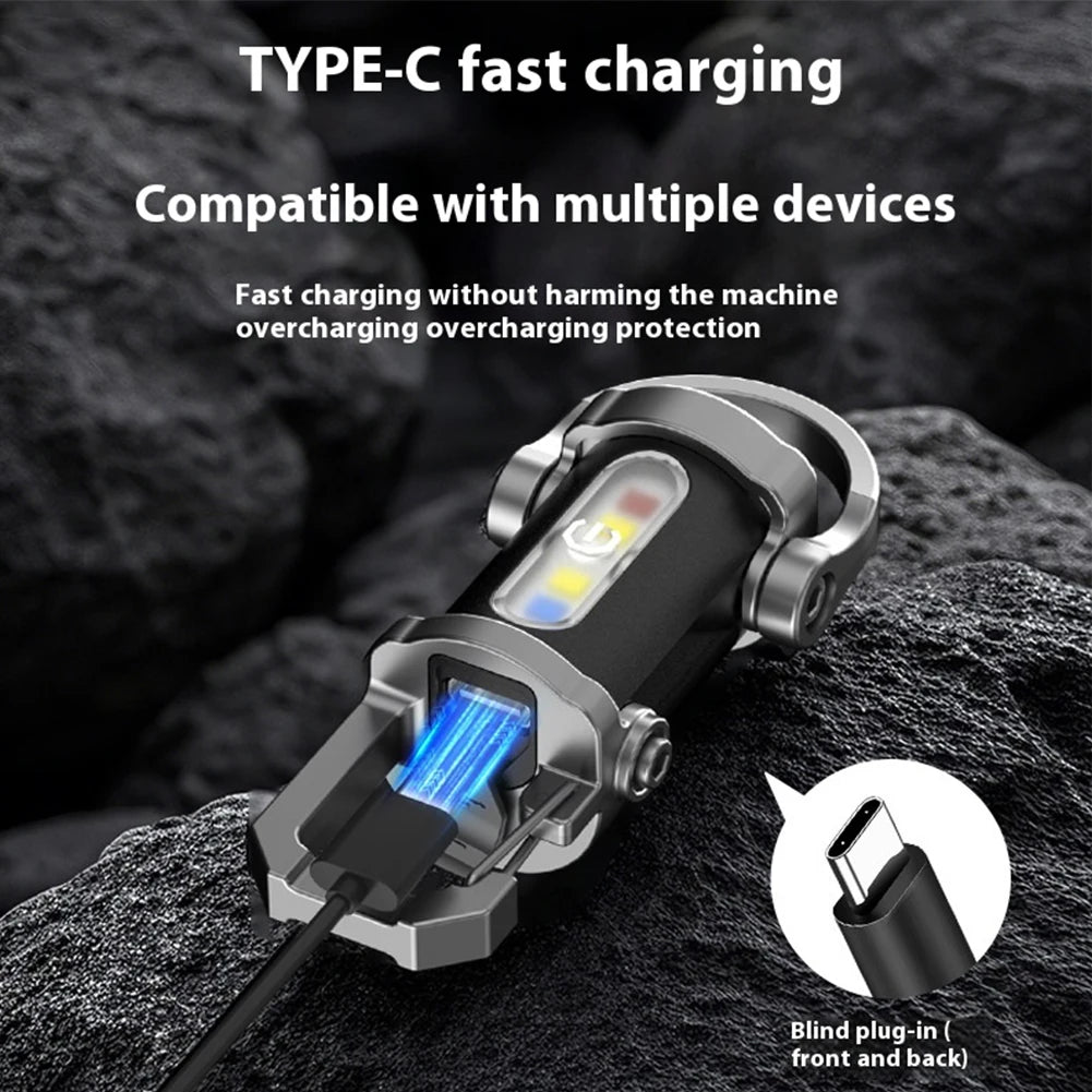 Mini Flashlight Multifunctional COB LED Keychain Flashlight 7 Gear Ultralight Camping Flashlight Waterproof for Camping Hiking