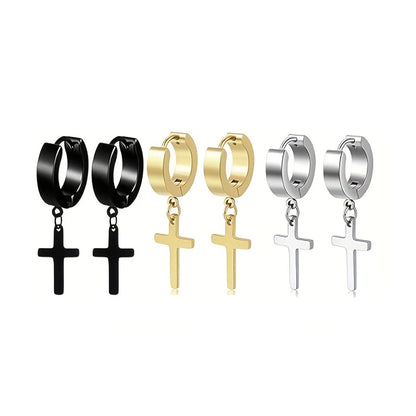 Stainless Steel Cross Dangle Earrings Durable Hypoallergenic - Smarsty