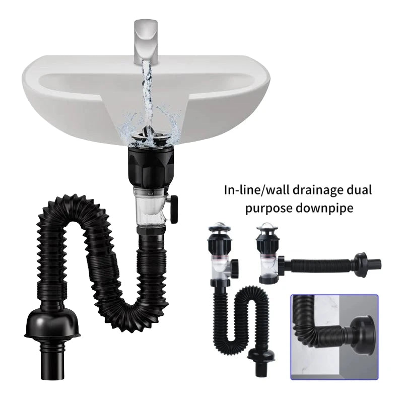 Flexible Anti-Odor Drain Pipe Set for Kitchen and Bathroom - Smarsty