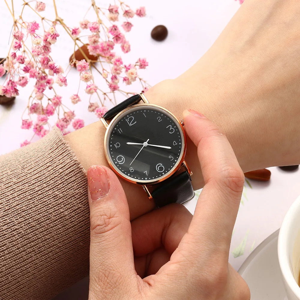 Women Casual Leather Analog Watch with Arabic Numbers - Smarsty