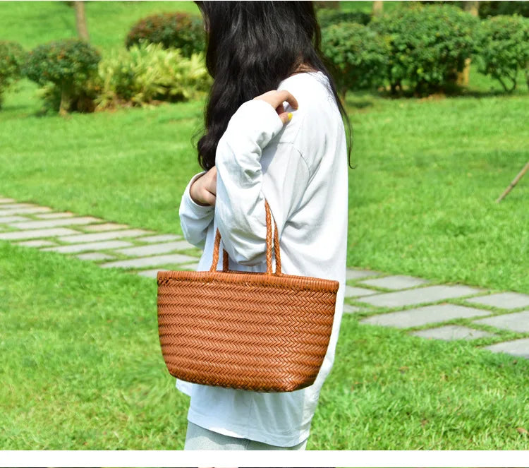 Genuine Leather Tote Bag For Women With Crossbody Strap - Smarsty