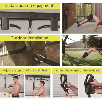 Suspension Training Strap Fitness Strength Power Suspension Trainer Adjustable Yoga Strap Wall Mount Professional Trx Tensioner by Smarsty