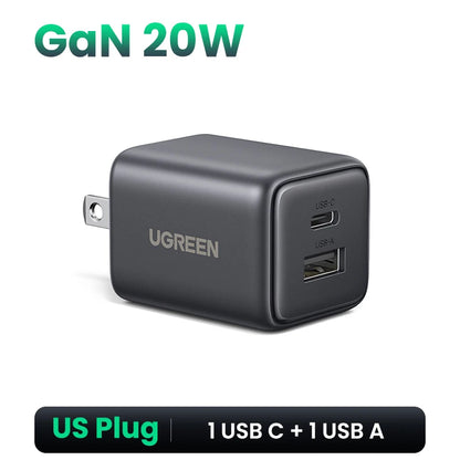 【US Plug】UGREEN 20W 30W GaN Charger Mini PD 3.0 USB C Phone Charger For iPhone 16 15 14 Pro Samsung S25 Xiaomi Tablet iPad Air