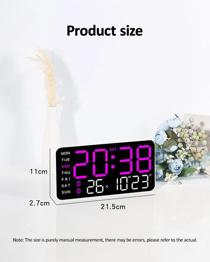 Large Digital Wall Clock with Temperature and Date Display - Smarsty