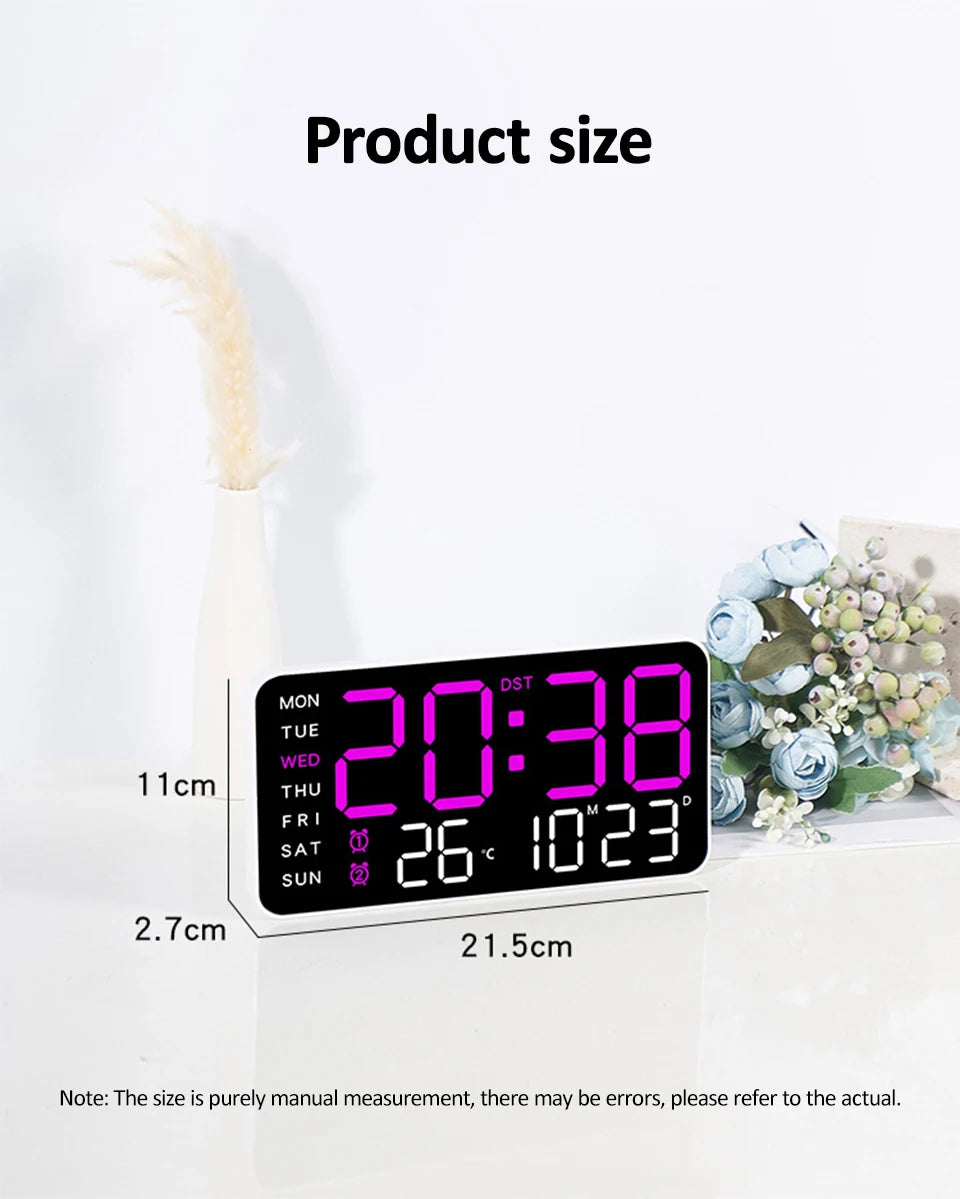 Large Digital Wall Clock with Temperature and Date Display - Smarsty