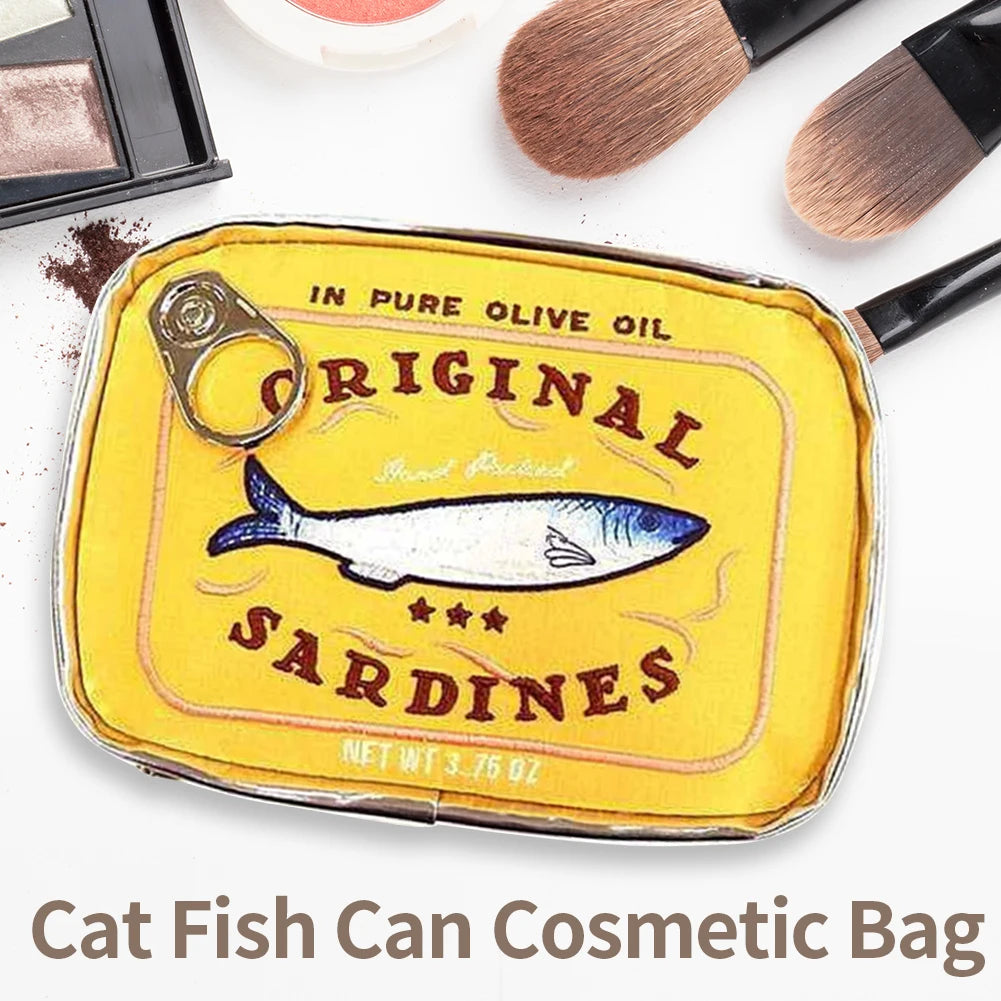 Canned Sardines Style Storage Bag Cute Bath Travel Bag Creative Portable Fashion Zipper Multi-function Soft for Weekend Vacation - Smarsty