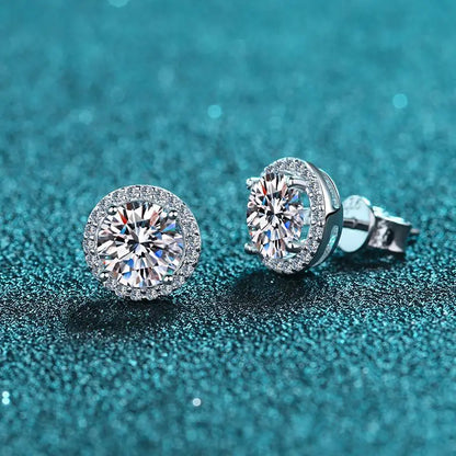 Sterling Silver Moissanite Stud Earrings 1 Carat Sparkle - Smarsty